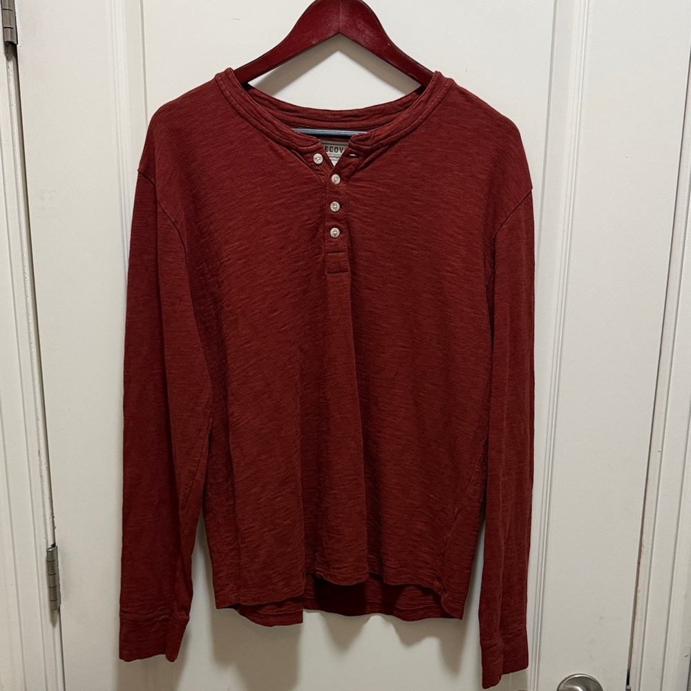 Tecovas Red Long Sleeve Henley Shirt
